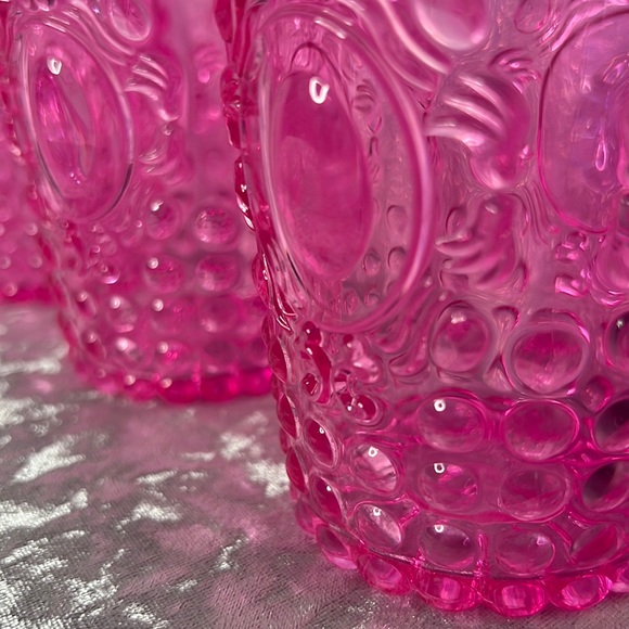 4 cups pink luxury barbiecore plastic 50s design cute neon see through stackable - Picture 4 of 9
